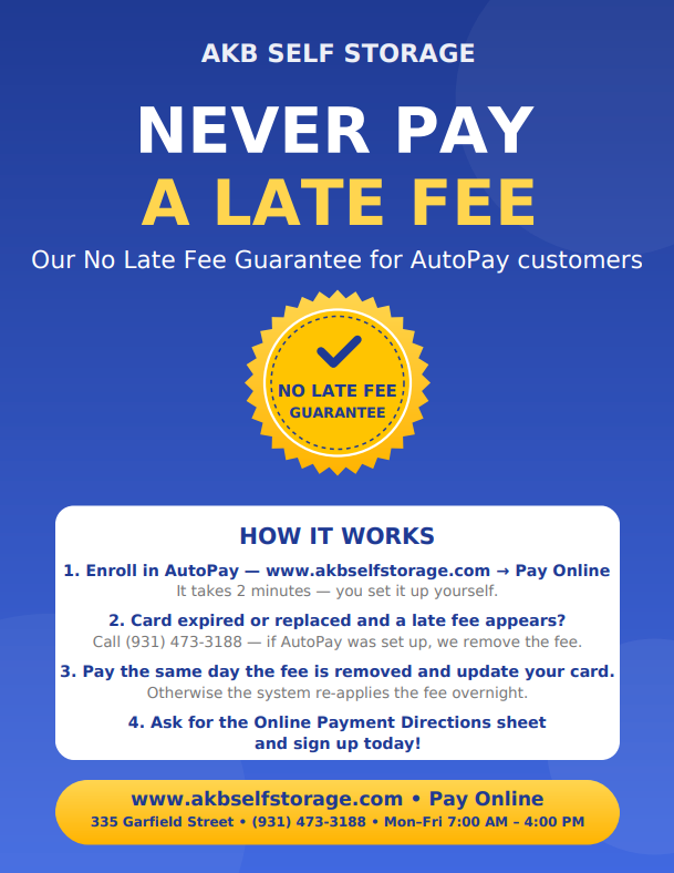 akb self storate never pay late akb self storate never pay late
